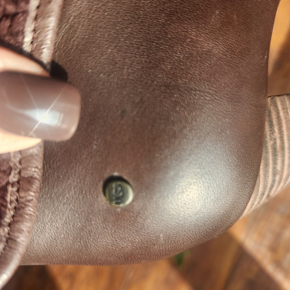 UGG Brown Leather Heeled Ankle Boots with Knit Cuff 9 - Picture 8 of 8